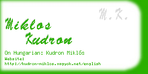 miklos kudron business card